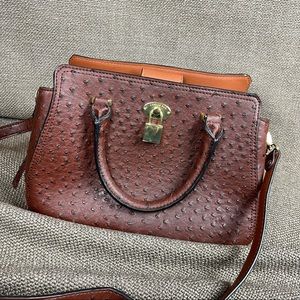Gorgeous London Fog bag.  Lots of sections and cute ostrich style leather.